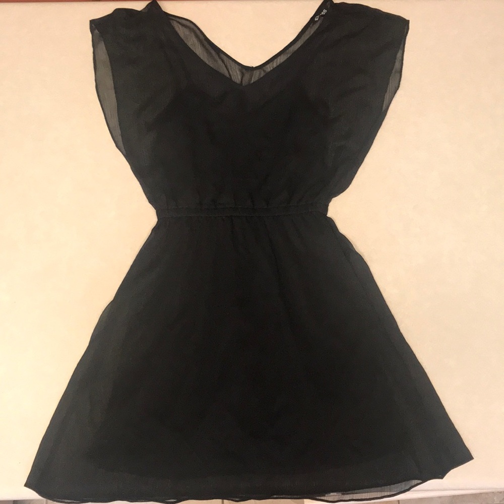 black mesh layered dress